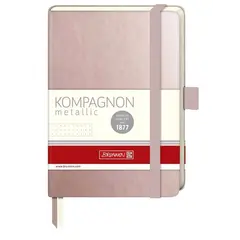 σημειωματάριο brunnen α6 kompagnon metallic με λάστιχο dotted σελίδες pink rose - Brunnen