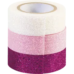 σελοτέιπ με glitter χάρτινο washi tapes heyda glitter 15mmx3m χρωματιστά 3 τμχ - Heyda
