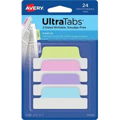 σελιδοδείκτες avery ultra tabs pastel 63.5x25.4mm 24 τεμάχια 74769 - Avery