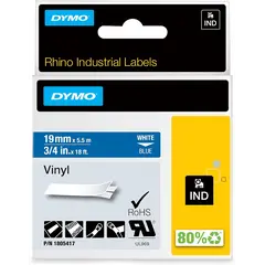 Κασέτα ετικετογράφου dymo rhino 1805417 vinyl tape 19mm white on blue - Dymo