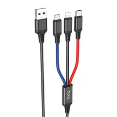Καλώδιο hoco cable 3-in-1 x76 super charging wire usb ato type-c lightning, micro-usb 1m - 