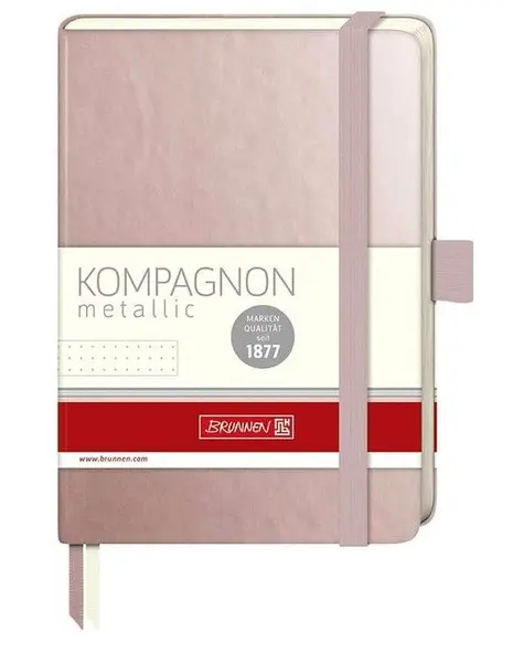 σημειωματάριο brunnen α6 kompagnon metallic με λάστιχο dotted σελίδες pink rose - Brunnen