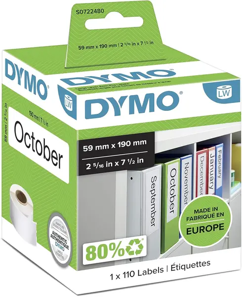 Ετικέτες dymo 99019 lw l/a file labels largel 190mm x 59mm - Dymo