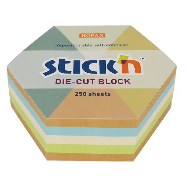 Αυτοκόλλητα χαρτάκια stickn 67x67mm recycled εξάγωνο 250 φύλλα - Stickn